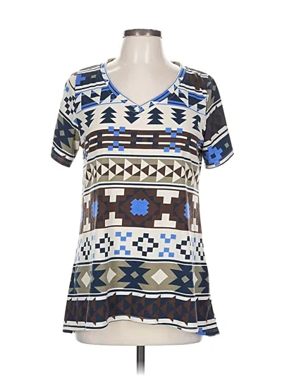 Pre-owned Lularoe Short Sleeve Blouse In Blue