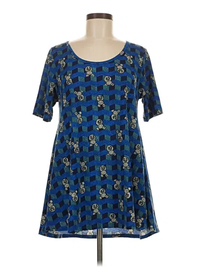 Pre-owned Lularoe Short Sleeve Blouse In Blue