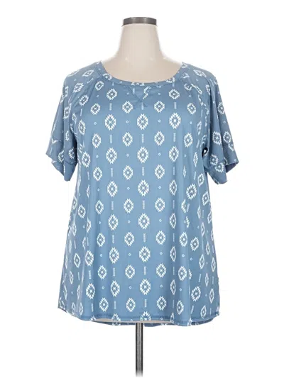 Pre-owned Lularoe Short Sleeve Blouse In Blue