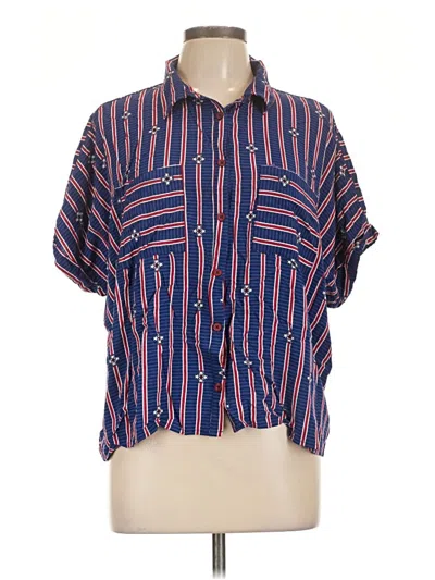 Pre-owned Lularoe Short Sleeve Blouse In Blue