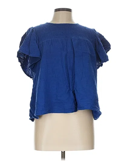 Pre-owned Lularoe Short Sleeve Blouse In Blue