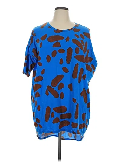 Pre-owned Lularoe Short Sleeve Blouse In Blue