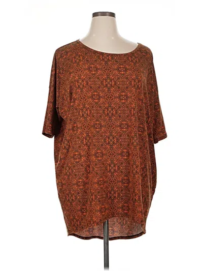 Pre-owned Lularoe Short Sleeve Blouse In Brown