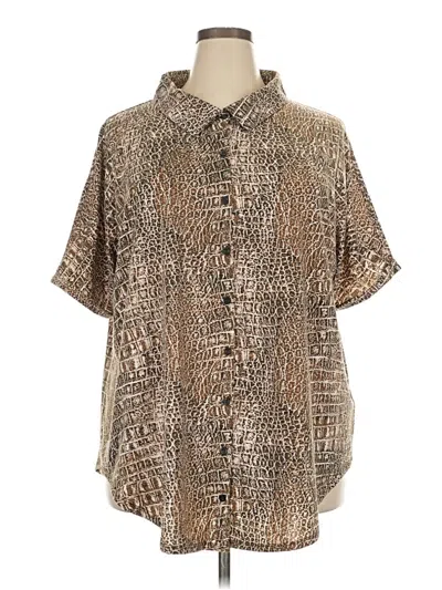Pre-owned Lularoe Short Sleeve Blouse In Brown
