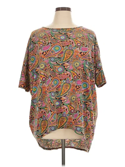 Pre-owned Lularoe Short Sleeve Blouse In Brown