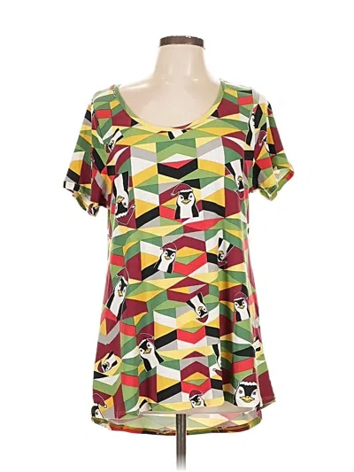 Pre-owned Lularoe Short Sleeve Blouse In Green