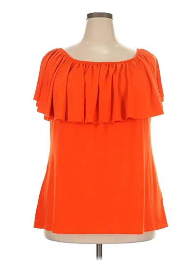 Pre-owned Lularoe Short Sleeve Blouse In Orange