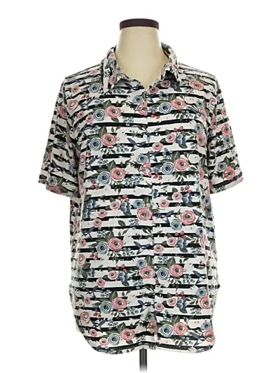 Pre-owned Lularoe Short Sleeve Blouse In Silver