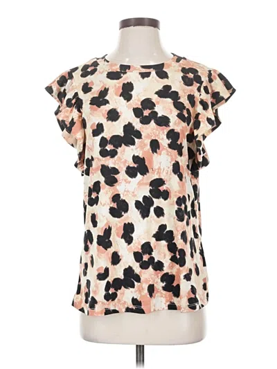 Pre-owned Lularoe Short Sleeve Blouse In Tan