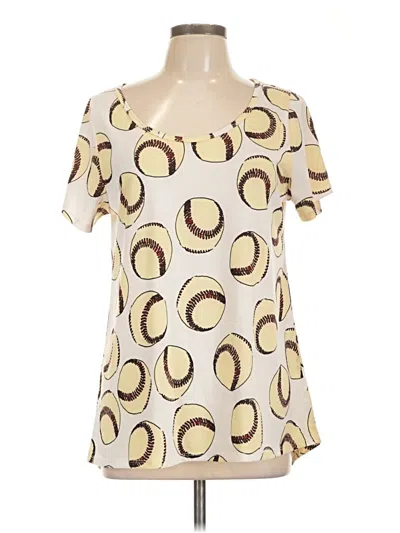 Pre-owned Lularoe Short Sleeve Blouse In White