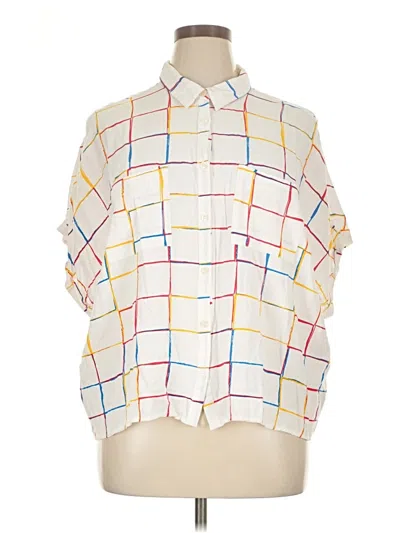 Pre-owned Lularoe Short Sleeve Blouse In White