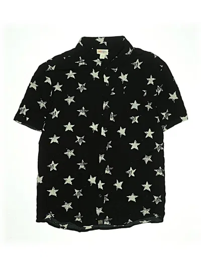 Pre-owned Lularoe Kids' Short Sleeve Button Down Shirt In Black