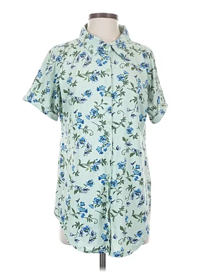Pre-owned Lularoe Short Sleeve Button Down Shirt In Blue
