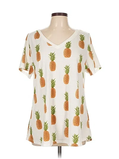 Pre-owned Lularoe Short Sleeve T-shirt In White