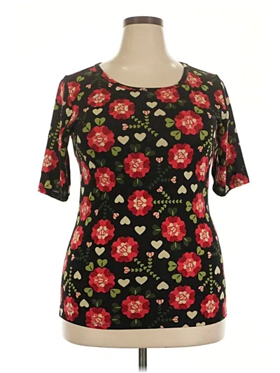 Pre-owned Lularoe Short Sleeve Top Black Hearts Pattern Sweetheart Neckline Tops