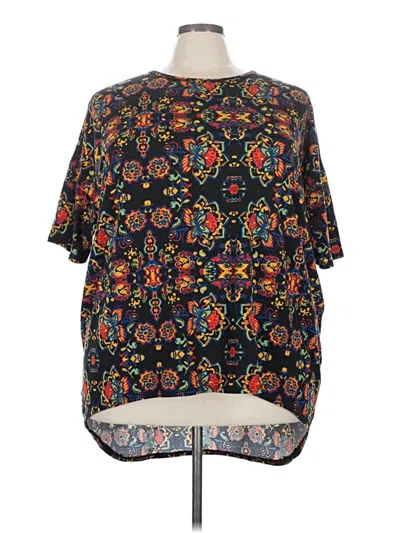 Pre-owned Lularoe Short Sleeve Top Black Paisley Pattern Crew Neck Tops
