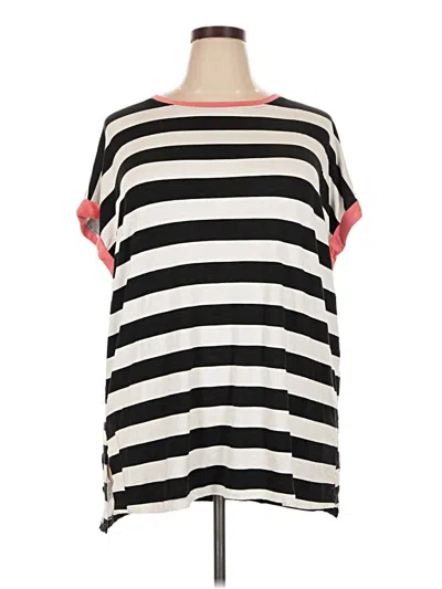 Pre-owned Lularoe Short Sleeve Top Black Stripes Pattern Boatneck Tops