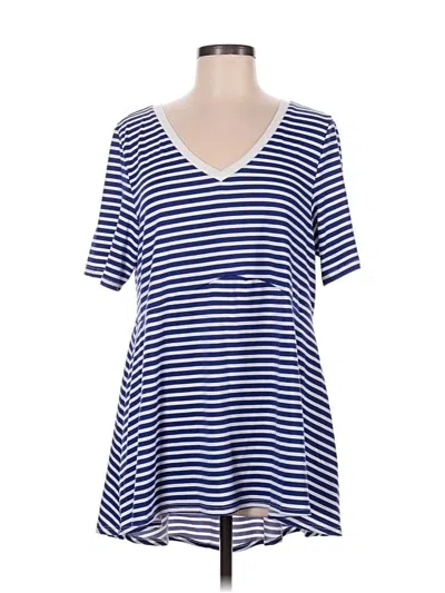Pre-owned Lularoe Short Sleeve Top Blue V-neck Tops