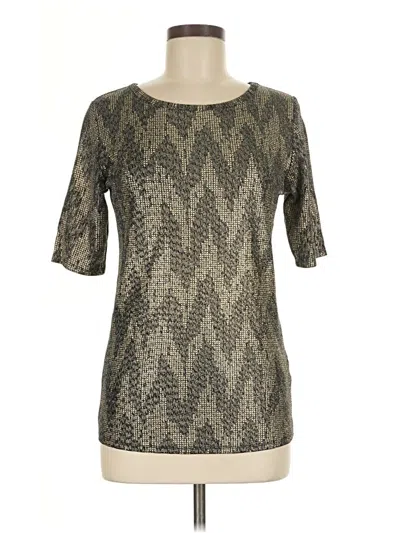 Pre-owned Lularoe Short Sleeve Top Gray Metallic Pattern Boatneck Tops