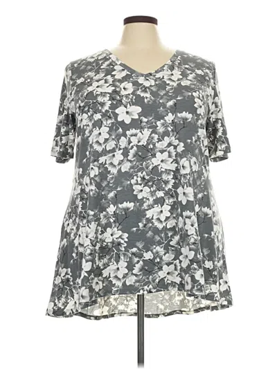 Pre-owned Lularoe Short Sleeve Top Gray V-neck Tops