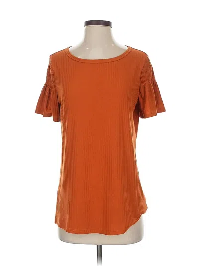 Pre-owned Lularoe Short Sleeve Top Orange Cold Shoulder Neckline Tops
