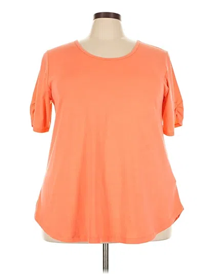 Pre-owned Lularoe Short Sleeve Top Orange Cold Shoulder Neckline Tops