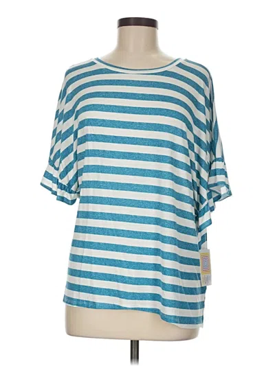 Lularoe Short Sleeve Top Teal Boatneck Tops In Multi