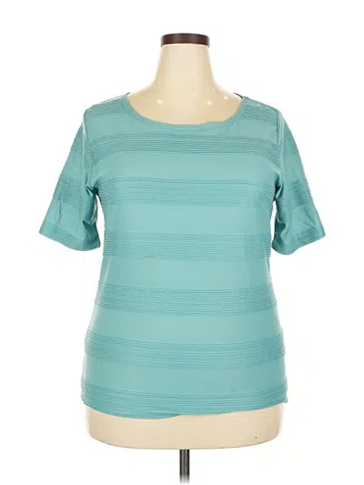 Pre-owned Lularoe Short Sleeve Top Teal Solid Pattern Scoop Neck Tops In Blue
