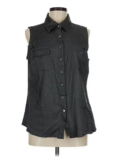 Pre-owned Lularoe Sleeveless Button Down Shirt In Black