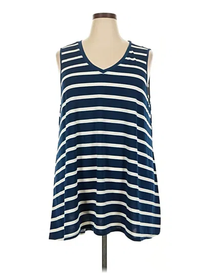 Lularoe Sleeveless Top Blue V-neck Tops In Black