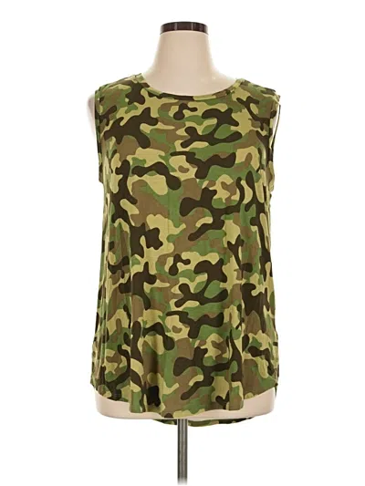 Pre-owned Lularoe Sleeveless Top Green Camo Pattern Scoop Neck Tops