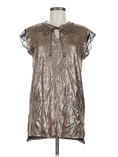 Pre-owned Lularoe Sleeveless Top Silver Metallic Pattern Collared Neckline Tops