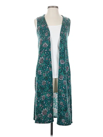 Pre-owned Lularoe Tank Top Teal Plunge Neckline Tops In Blue