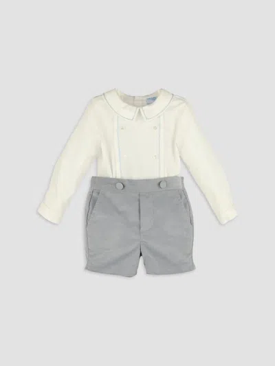 Luli & Me Baby Boy's & Little Boy's Cotton-blend Shirt & Shorts Set In Gray
