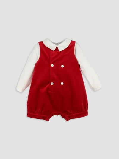 Luli & Me Baby Boy's Velvet Romper In Red