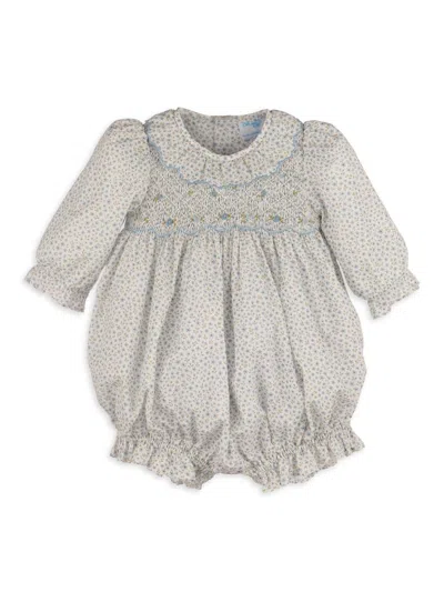 Luli & Me Baby Girl's Floral Cotton Bubble Romper In Gray