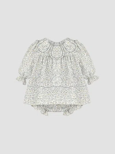 Luli & Me Girl's Baby Girl's Floral Petal Dress & Bloomers Set In Gray