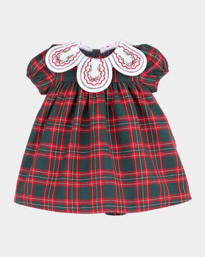 Luli & Me Kids' Girl's Cotton Plaid Petal Float Dress In Green