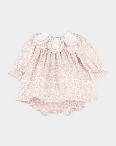 Luli & Me Kids' Girl's Floral Cotton Petal Float Dress & Bloomers In Neutral