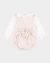 Luli & Me Girl's Floral Embroidered Cotton Overalls In Neutral