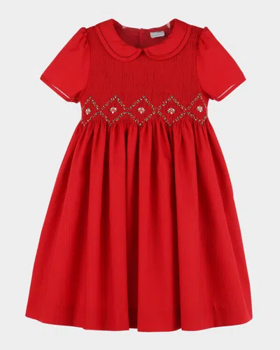 Luli & Me Kids' Girl's Merry & Bright Smocked Cotton Dress