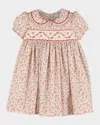 Luli & Me Girl's Mulberry Smocked Cotton Dress In Brown