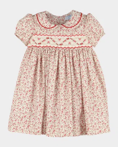 Luli & Me Kids' Girl's Mulberry Smocked Cotton Dress In Brown