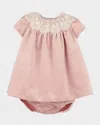 Luli & Me Girl's Velvet Float Dress With Bloomers In Pink