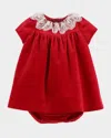 Luli & Me Kids' Girl's Velvet Float Dress With Bloomers In Red