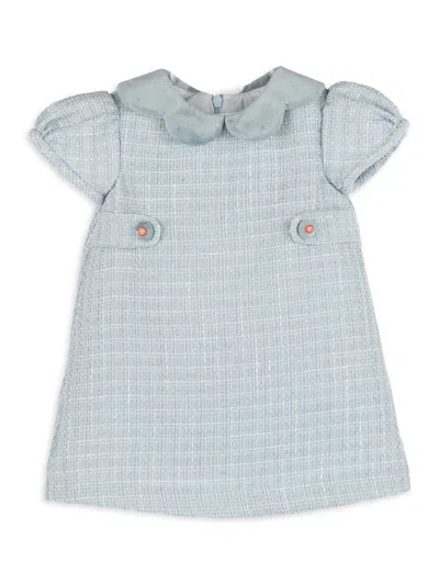 Luli & Me Little Girl's Sherpa-trim Tweed Dress In Blue