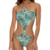 Luli Fama Animale Reversible Handkerchief One Piece In Aqua In Multi