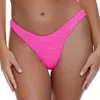 Luli Fama Bella Seamless Wavy Ruched Back Brazilian Tie Side Bottom In Metallic Hot Pink In Pink