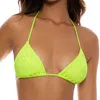 Luli Fama Bella Seamless Triangle Top In Shiny Neon Yellow In Green