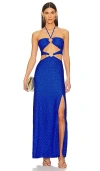 Luli Fama Brilla Double Loop Long Dress In 荧光蓝